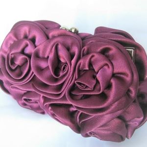 New Rich Raspberry 3D Rose Flower Clutch